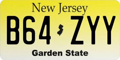 NJ license plate B64ZYY