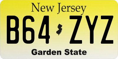 NJ license plate B64ZYZ