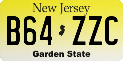 NJ license plate B64ZZC