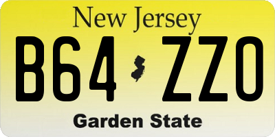 NJ license plate B64ZZO