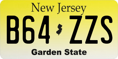 NJ license plate B64ZZS