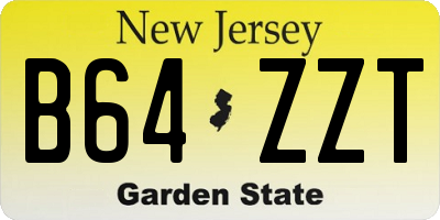 NJ license plate B64ZZT