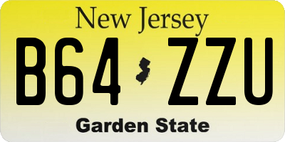 NJ license plate B64ZZU