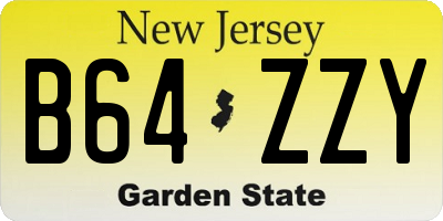NJ license plate B64ZZY