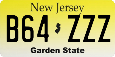 NJ license plate B64ZZZ