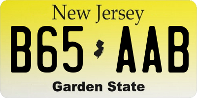 NJ license plate B65AAB