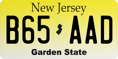 NJ license plate B65AAD