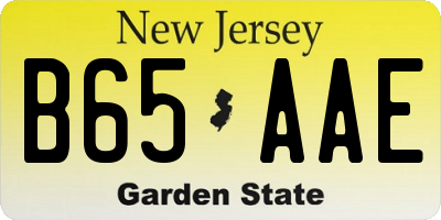NJ license plate B65AAE