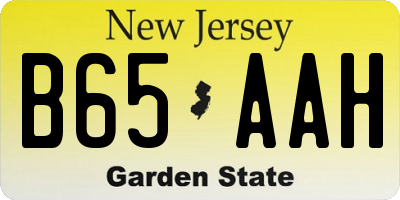 NJ license plate B65AAH