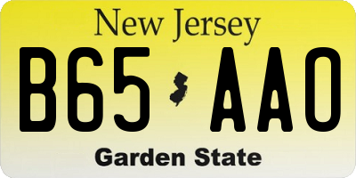 NJ license plate B65AAO