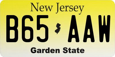 NJ license plate B65AAW