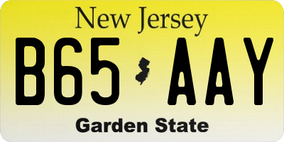 NJ license plate B65AAY
