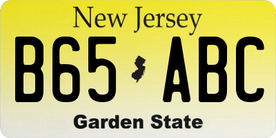NJ license plate B65ABC