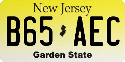 NJ license plate B65AEC