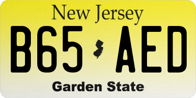 NJ license plate B65AED