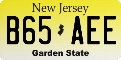 NJ license plate B65AEE