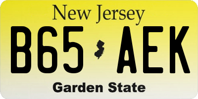 NJ license plate B65AEK