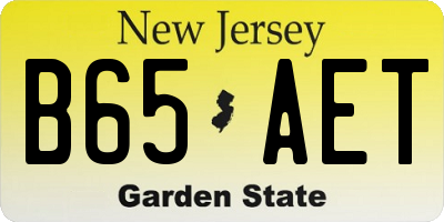 NJ license plate B65AET