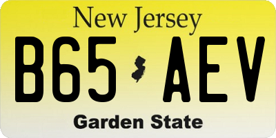 NJ license plate B65AEV