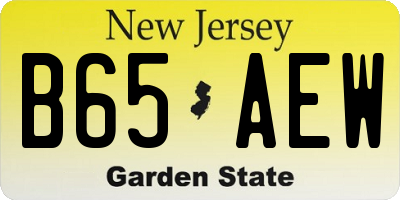 NJ license plate B65AEW