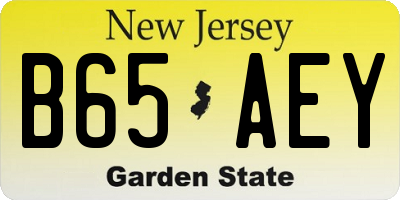 NJ license plate B65AEY