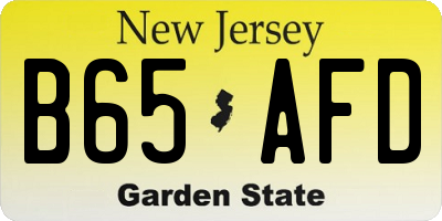 NJ license plate B65AFD