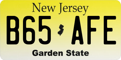 NJ license plate B65AFE