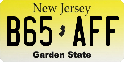 NJ license plate B65AFF
