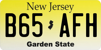 NJ license plate B65AFH