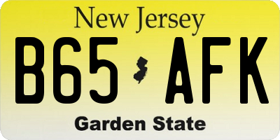 NJ license plate B65AFK