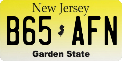 NJ license plate B65AFN