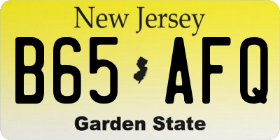 NJ license plate B65AFQ