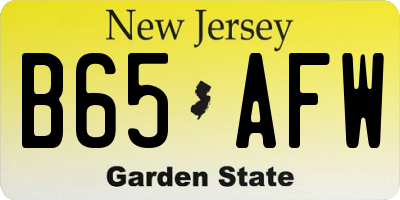 NJ license plate B65AFW