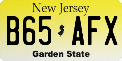 NJ license plate B65AFX