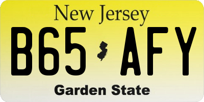 NJ license plate B65AFY