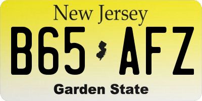 NJ license plate B65AFZ