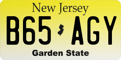 NJ license plate B65AGY