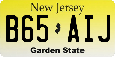 NJ license plate B65AIJ