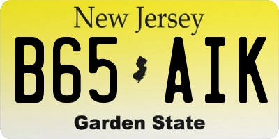 NJ license plate B65AIK