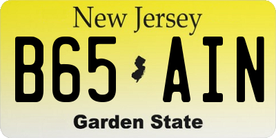 NJ license plate B65AIN