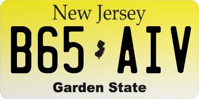 NJ license plate B65AIV