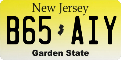 NJ license plate B65AIY