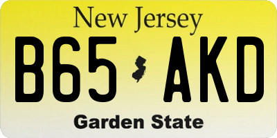 NJ license plate B65AKD