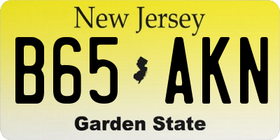 NJ license plate B65AKN