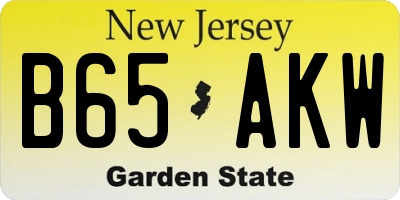 NJ license plate B65AKW