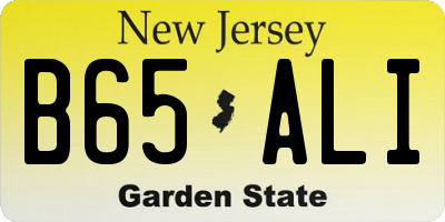 NJ license plate B65ALI