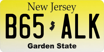 NJ license plate B65ALK