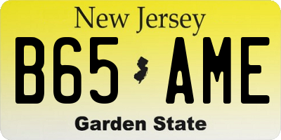NJ license plate B65AME