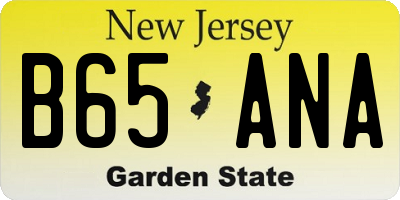 NJ license plate B65ANA