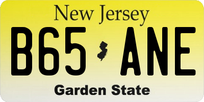 NJ license plate B65ANE